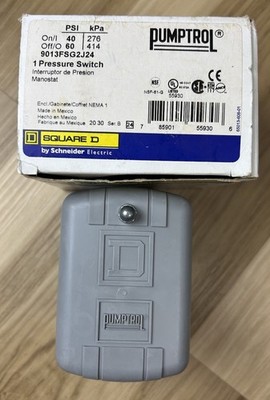 Schneider Electric Square D Pressure Switch 9013FSG2J24 Pumptrol PSI 40/60