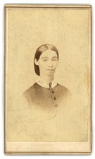 Antique CDV Circa 1860s Brown & Bryant Lady Dress Lace Collar Belleville