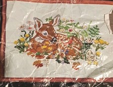 Vintage 1980 Dimensions Fawn Crewel Embroidery Kit Started Good L@@K!