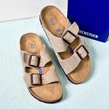 Birkenstock Arizona Unisex Taupe Suede Leather Soft Casual Sandals