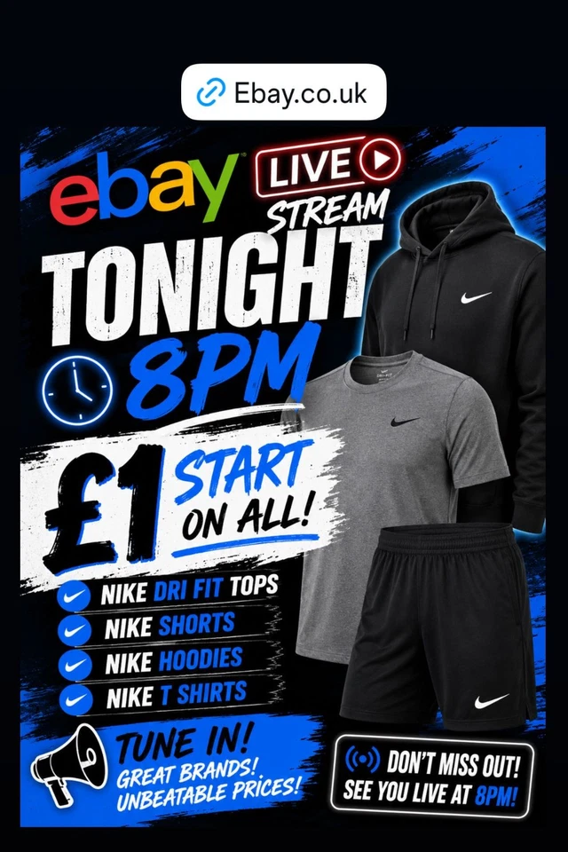 £1 START REDO NIKE DRI FIT  TEES SHORTS HOODIES
