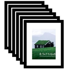 8.5 by 11 Picture Frame Set of 6 with 6x8 Mat for Certificate Document Photo,...