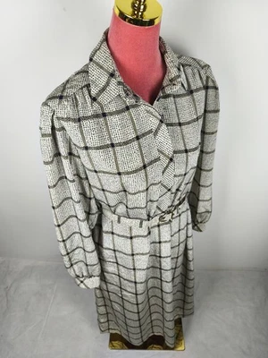 Kleid Creation Presence Vintage Gr. 44 (M/38/S/36) beige kariert retro alt lang - Bild 1 von 4