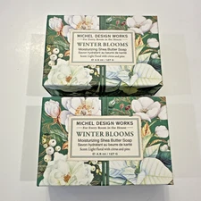NIB Michel Design Works Shea Butter Soap Winter Blooms Lot of 2 Bar Soaps NEW