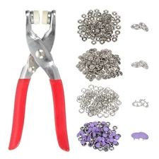 100Set Metal Snap Button Kit 10mm Solid Prong Snap Button Fasteners Tool Purple