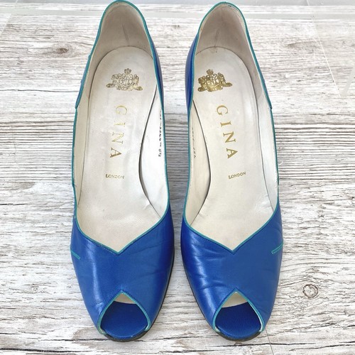 GINA LONDON Court Shoes Blue Green Leather Perp Toe Size 5.5 VGC - Picture 4 of 8