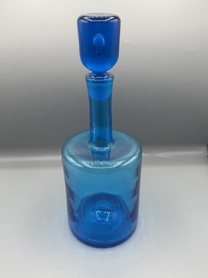 Blenko Glass Joel Myers Turquoise Blue #6628 Decanter