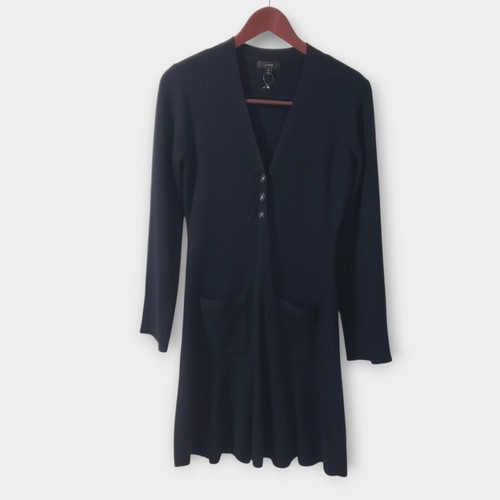 J.Crew, J.Crew Merino Wool Fit n Flare Sweater Dress Black BB377 Medium
