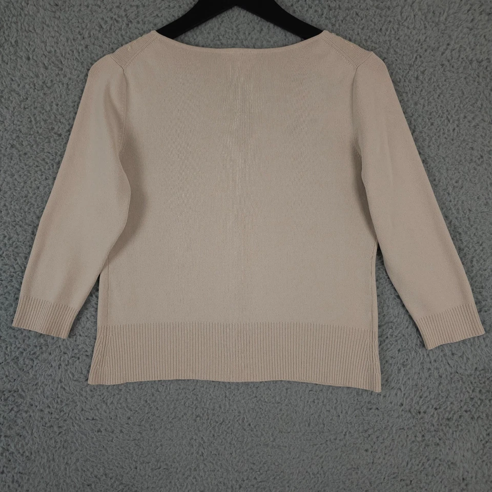 Suéter Ann Taylor LOFT Mujer MP Beige Lentejuelas Acentuado Cárdigan Abotonado DEFECTUOSO Foto 2 de 4