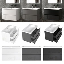 Waschtisch mit Unterschrank Waschbecken Badmöbel Set Hochglanz MDF 50/60/80cm