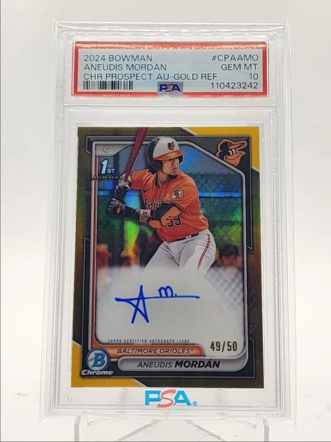 ANEUDIS MORDAN 2024 BOWMAN CHROME 1ST GOLD REFRACTOR AUTO /50 PSA 10 Q0566