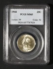1944 P Washington Silver Quarter PCGS MS65