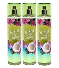 Lot of 3 Bath  Body Works WAIKIKI BEACH COCONUT Fine Fragrance Mist 8oz NEW