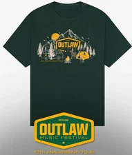 Outlaw Music Festival July 2025 Shirt Green Color Full Size PA250