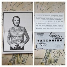 original vintage 1960s lyle tuttle photo bifold tattoo business card 3.5x4.5