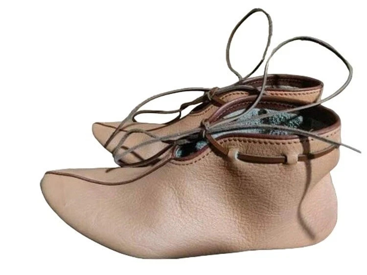 Medieval Vikingo Cuero Encaje Giratorio Botas Par Nuevo Calzado para LARP Unisex