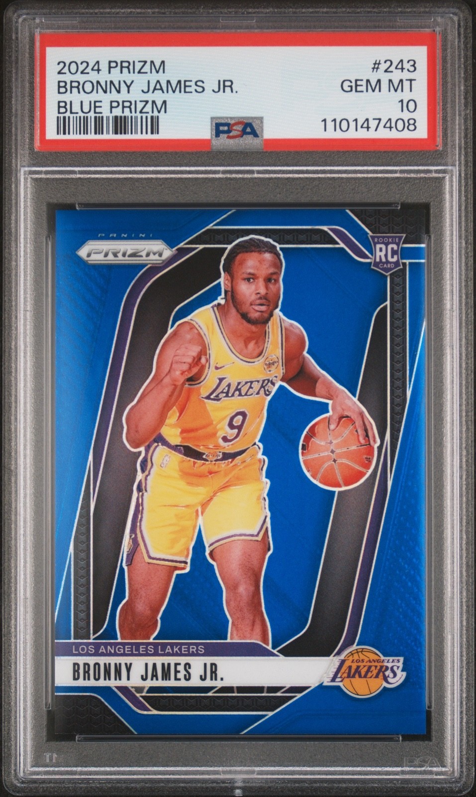 2024 Panini Prizm /199 Bronny James Jr #243 Rookie Blue Prizm - PSA 10