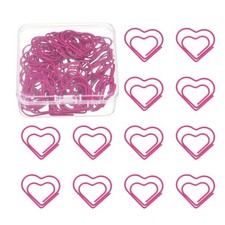 50 Pcs Heart Shape Paper Clip, Metal Paper Clip, Plastic Coating, Rose Red