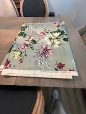 Vtg Cohama HandPrint Empress MCM Fabric Floral Sage, Burgandy, Creams !