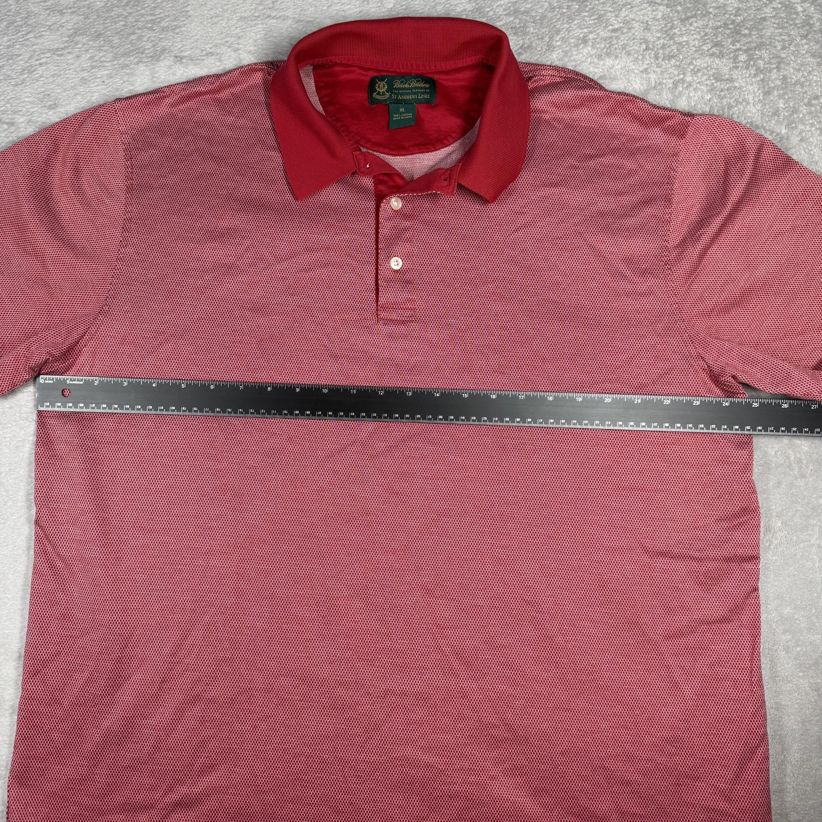 Brooks Brothers Polo Shirt Mens XL Red St Andrews Links Golf 100% Cotton Classic thumbnail 4