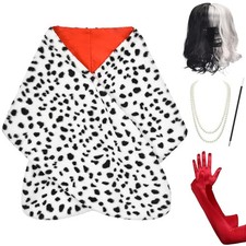 HMPRT Halloween Costume Women 2025- Dalmatian Shawl, Red Gloves, Necklace and...