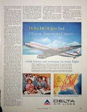 Original 1959 Vintage print AD: Delta Air Lines "Luxury and Economy #Collective
