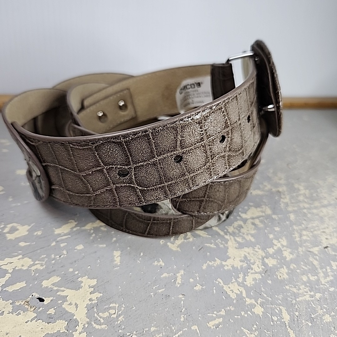 Chicos Snakeskin Belt Womens Size S Adjustable Tan Loops  display picture 1