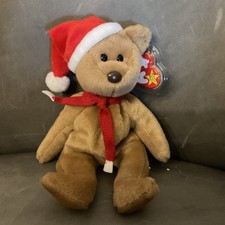 Ty Beanie Babies Holiday Teddy Bear with Santa Hat 1997 with Tag Ages 3  Up