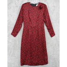 Vintage Dress Womens Size S Ditsy Floral Silk Sheath Midi Cottage Modest Bespoke