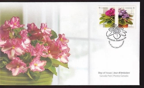 Canada FDC 2010 African Violets pair sc#2377-2378