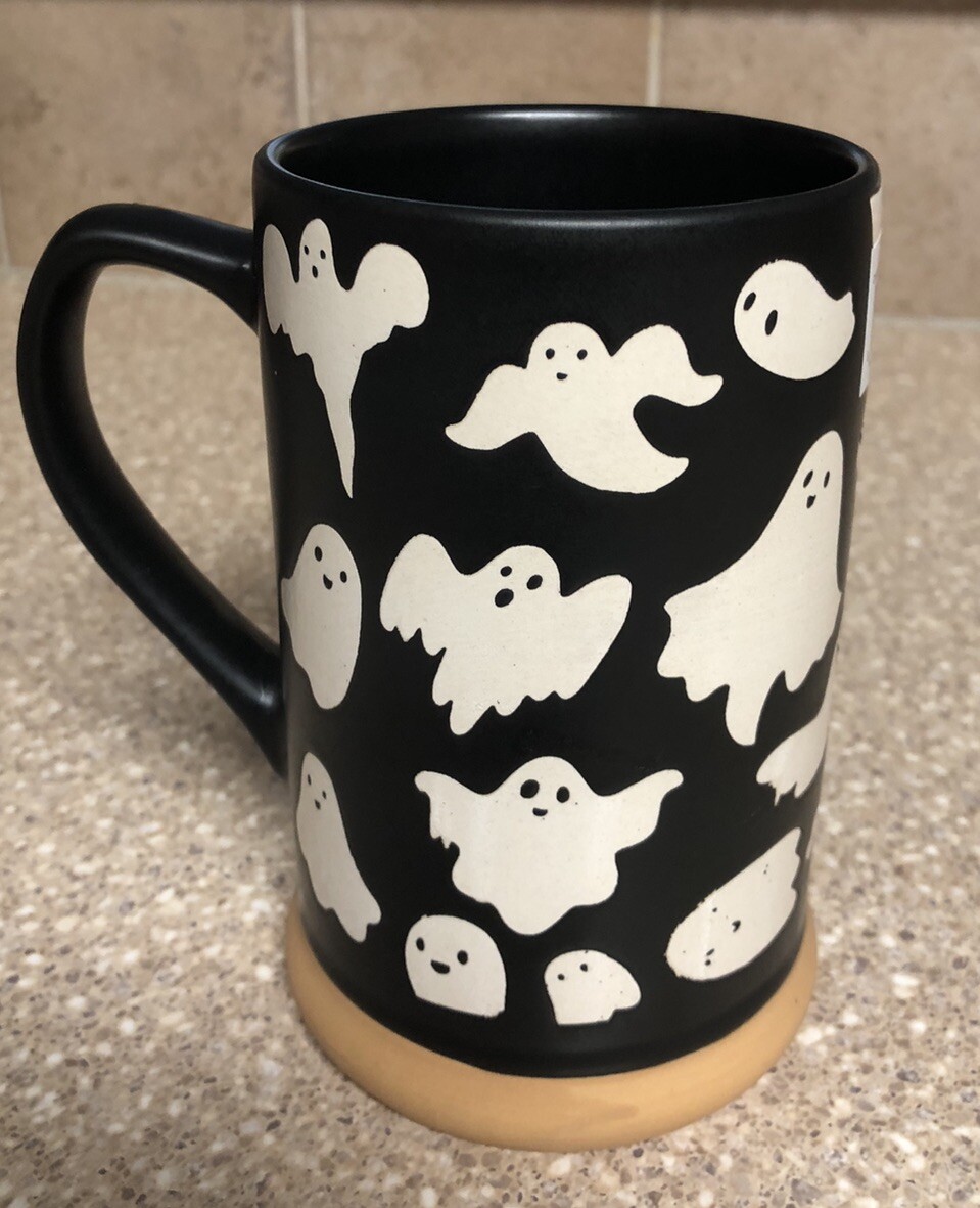 Halloween Ghost Mug Set Of 4 - 12 Oz Ceramic Coffee Cups, Scary Squad Design