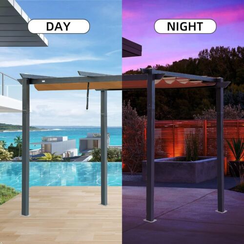 10’x10’ Outdoor Retractable Pergola with Weather-Resistant Canopy Aluminum - Picture 6 of 8