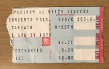 1978 BLACK SABBATH / VAN HALEN PHILADELPHIA CONCERT TICKET STUB DAVID LEE ROTH