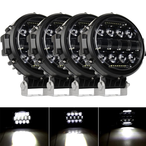 4pcs 7inch Round LED Work Light Bar DRL Combo Pods Offroad SUV Driving Lights - Picture 3 of 14