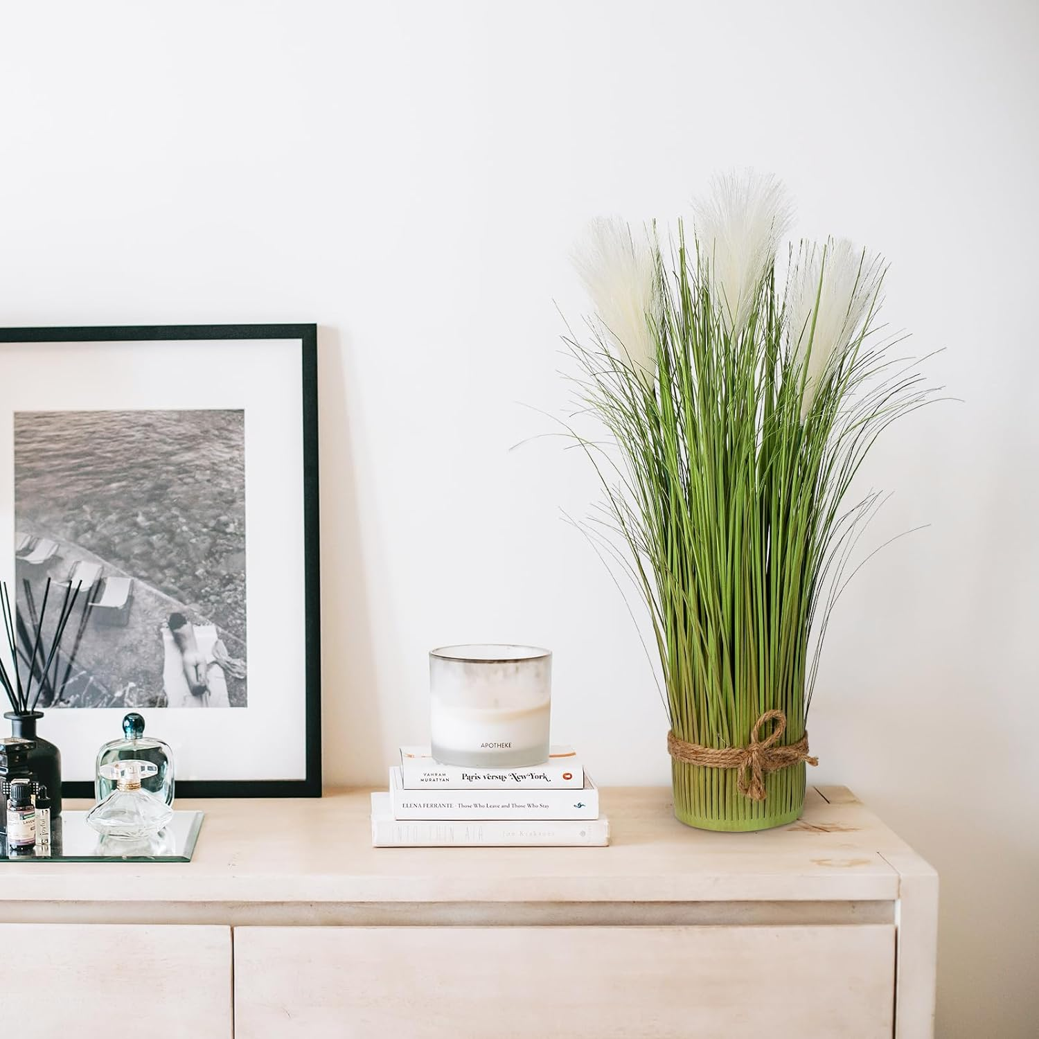 Fake Plants Artificial Onion Grass 16" Small Faux Floral Grass Bouquet