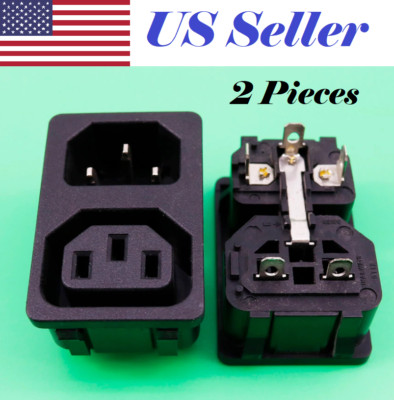 2 Pieces IEC C13 Male C14 Female Power Socket Adapter Plug AC 250V 10A/15A