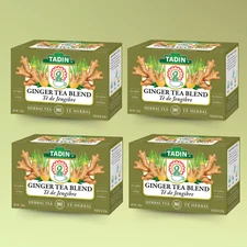 Tadin Ginger Tea Blend, 24 Tea Bags 1.02 fl oz, Bold & Aromatic (4-Pack)