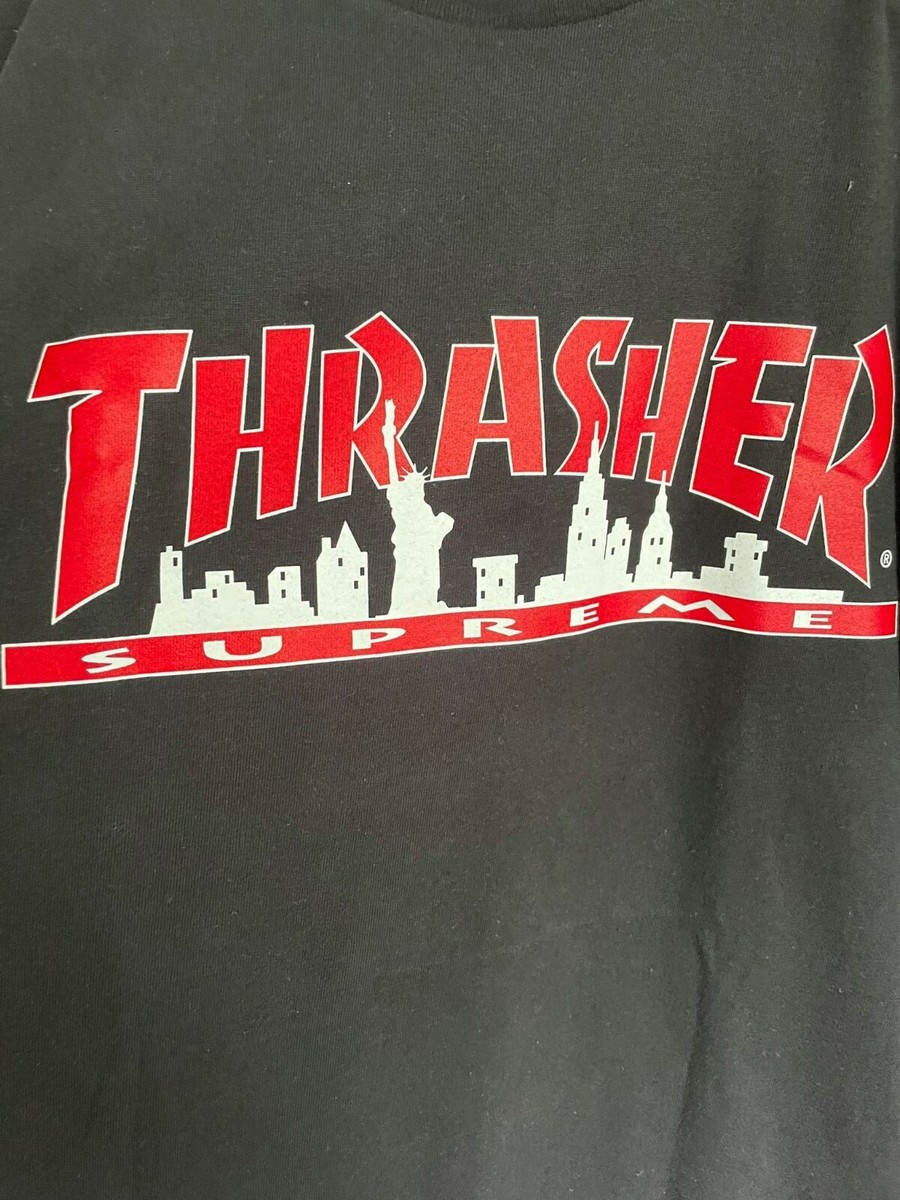 Tシャツ・カットソー Supreme x Thrasher Skyline T-Shirt Black Supreme x Thrasher Skyline Black Tee Box Logo T-Shirt FW 21