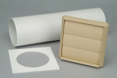 Wandentlüftungsset Wäschetrockner Außenrohrauslass beige Schwerkraftgitter 4'' 100 mm