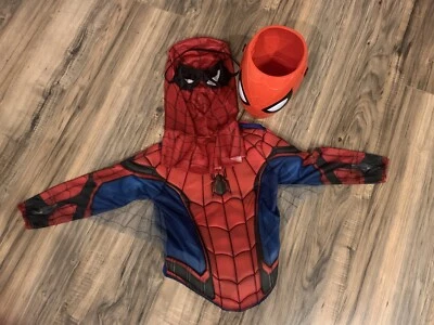 Spiderman Costume Superhero Dress Up Kids Top, Mask And Candy Bucket - Image 1 of 4