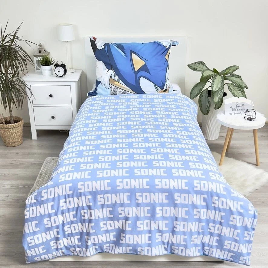 Sonic The Hedgehog 2 pezzi Set Letto Singolo Copripiumino 140x200cm Biancheria - Immagine 3 di 4