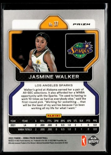 2022-23 Panini Prizm WNBA Prizms Green #37 Jasmine Walker - Picture 2 of 2