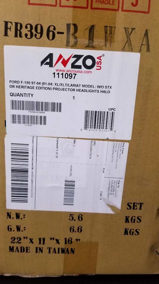 福特 F 150 1997 - 2004 年项目头灯 HALO 黑色 | LARIAT 01-04 — 第 2/4 张图片