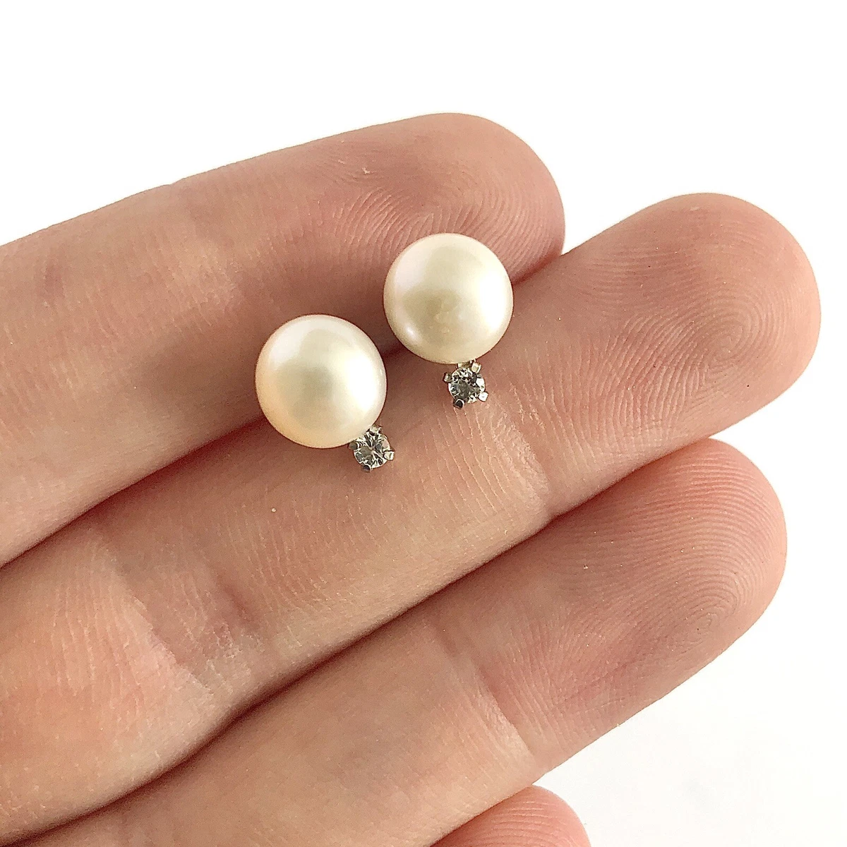 Vintage MARVELLA Pearls Sterling Silver Faux Pearl Clip Back Earrings *READ*