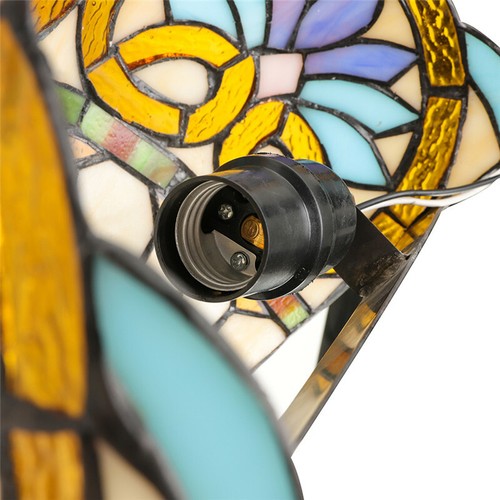Mission Handcrafted Wall Light Half Moon Stained Glass Wall Sconce with Switch - Picture 7 of 8
