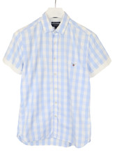 Gant Egyptian Cotton Fitted Shirt Mens M Short Sleeve Button Check