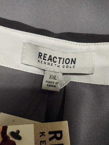 Kenneth Cole Reaction Women Shirt 2XL Gray Roll Tab Sleeve Dressy Blouse Top NWT - Picture 6 of 11