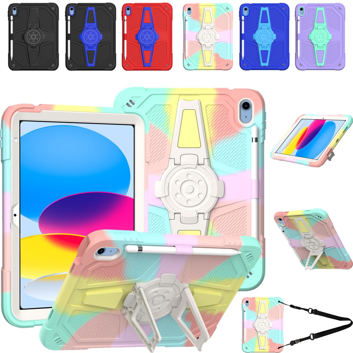 For iPad 10th/9th/8th/7th Gen Pencil Holder Case Kids Friendly