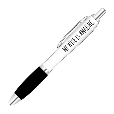 Sie personalisieren Amazing Wife Motto bedruckter Stift mit Farbgriff.