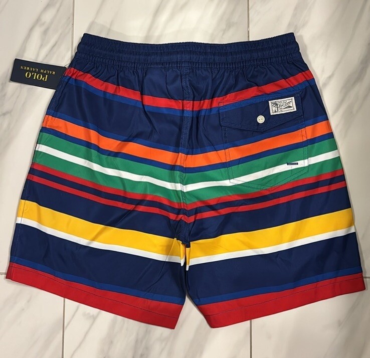 Polo Ralph Lauren Men's Swim Shorts Striped Red Navy Blue